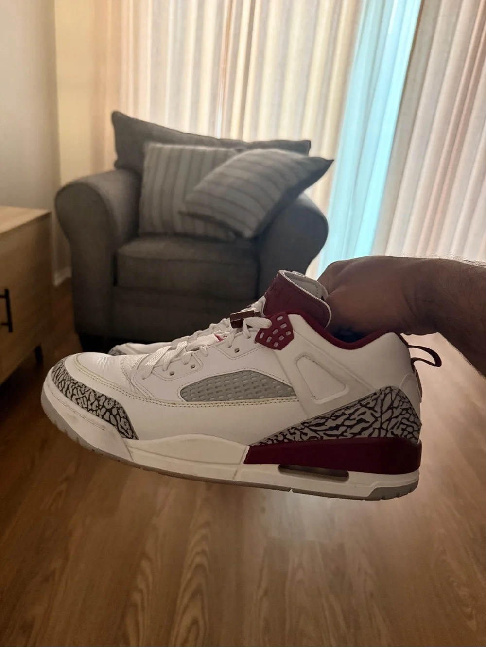 Jordan Spizike Low in White & Team Red with Elephant Print